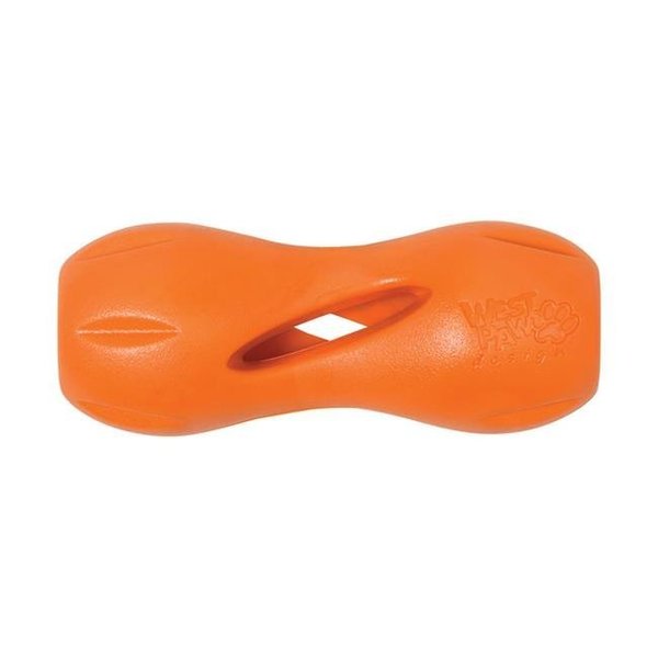 West Paw West Paw 8000384 Zogoflex Orange Qwizl Synthetic Rubber Dog Treat Toy & Dispenser; Small 8000384